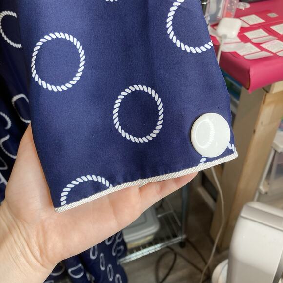 Vintage Kiva Women's Blue Circle Mod Print Midi Shirtdress Size 8 Secretary Prim - Picture 8 of 10